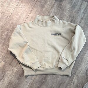 Essentials Beige Mock-Neck Crew Sweatshirt